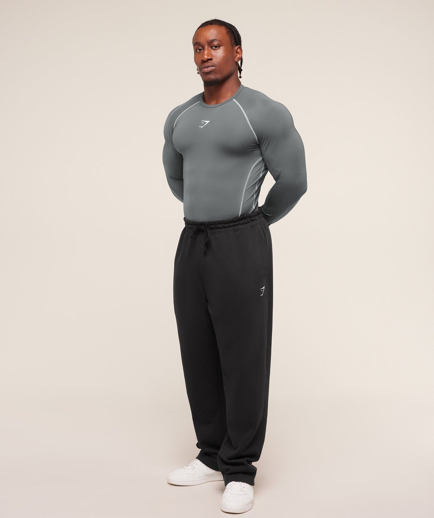 Gymshark Element Baselayer Long Sleeve T-Shirt - Pitch Grey/White