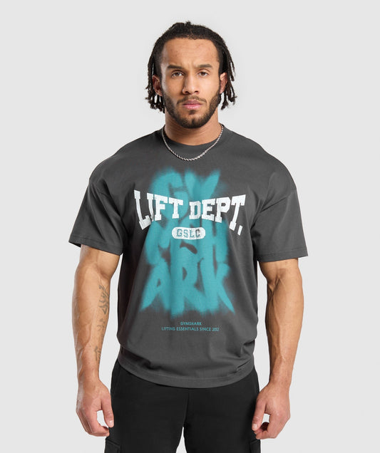 Gymshark Lifting Dept Graffiti T-Shirt - Asphalt Grey