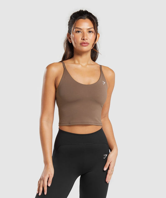 Gymshark Training Cami Tank With Shelf - Soft Brown