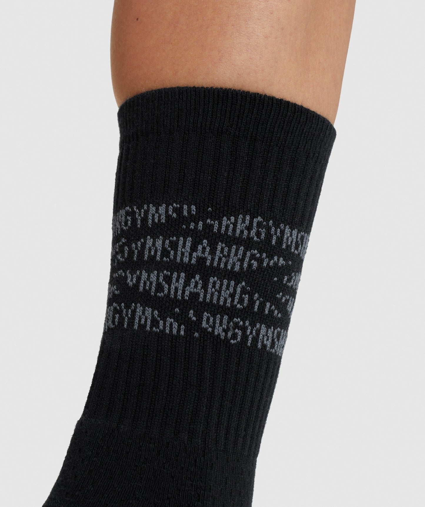 Gymshark Premium Logo Crew Socks 1pk - Black/Grey