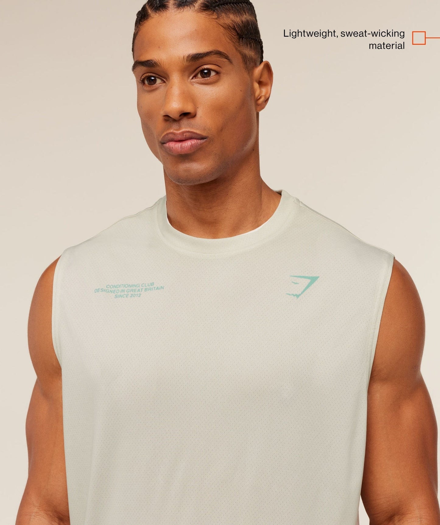 Gymshark Conditioning Club Washed Tank - Soft White/Pop Turquoise/Wash