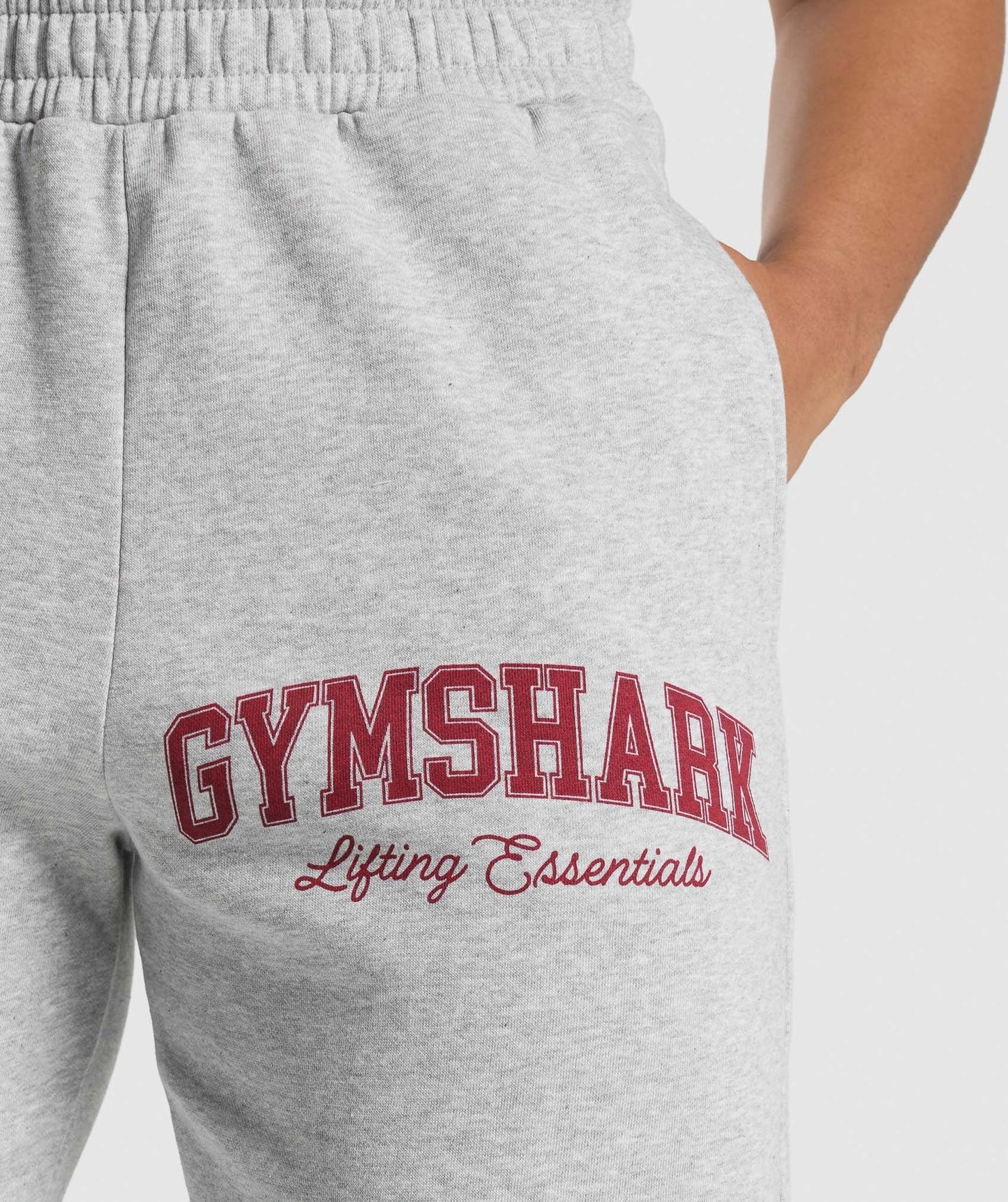 Gymshark Lifting Essentials Graphic Brushed Oversized Joggers - Light Grey Core Marl