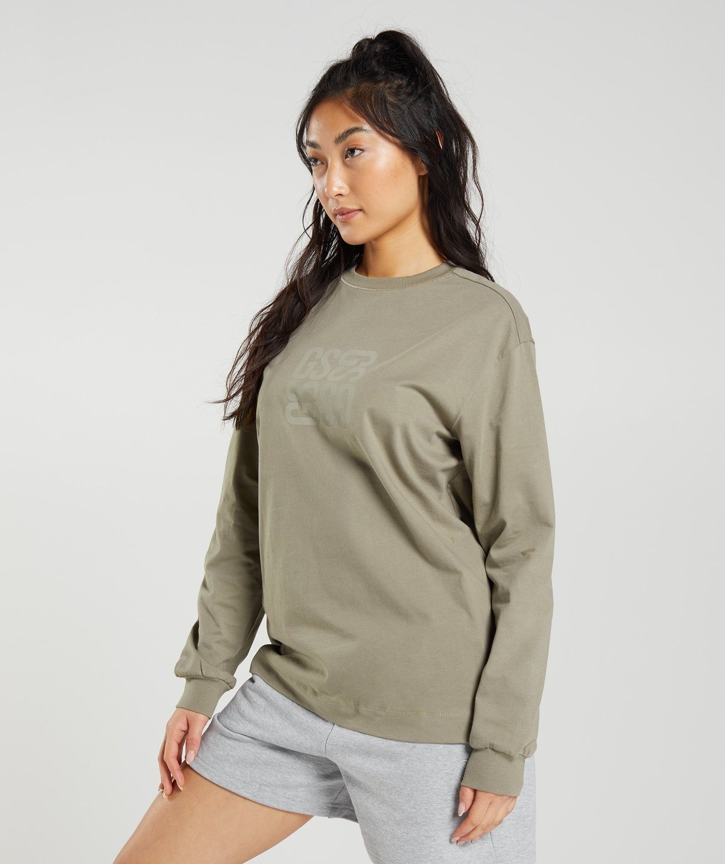 Gymshark Cotton Oversized Long Sleeve Top - Earthy Brown