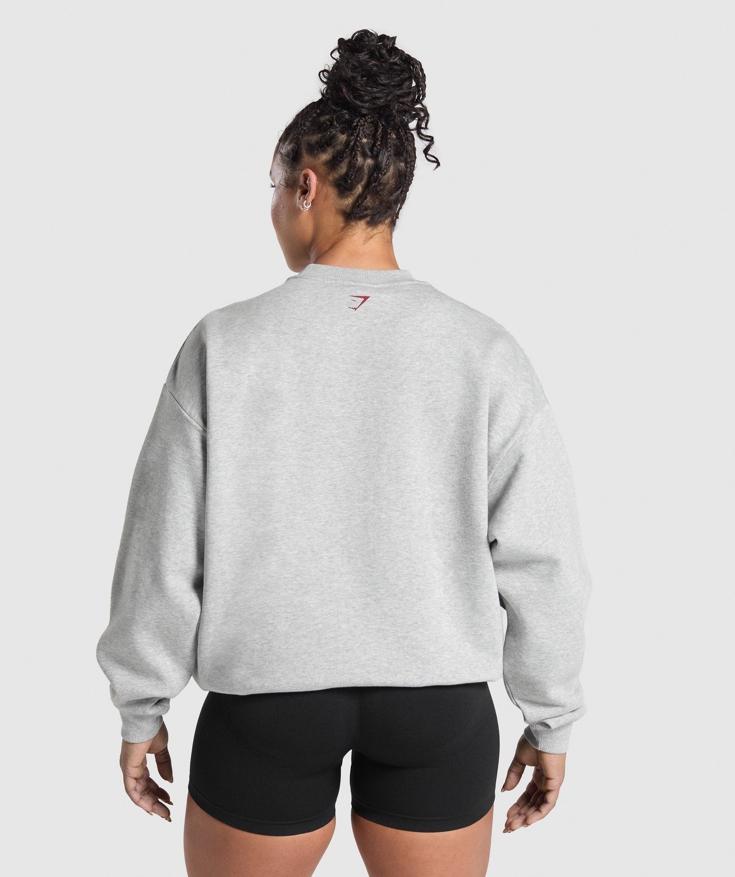 Gymshark Lifting Essentials Graphic Brushed Oversized Sweatshirt - Light Grey Core Marl