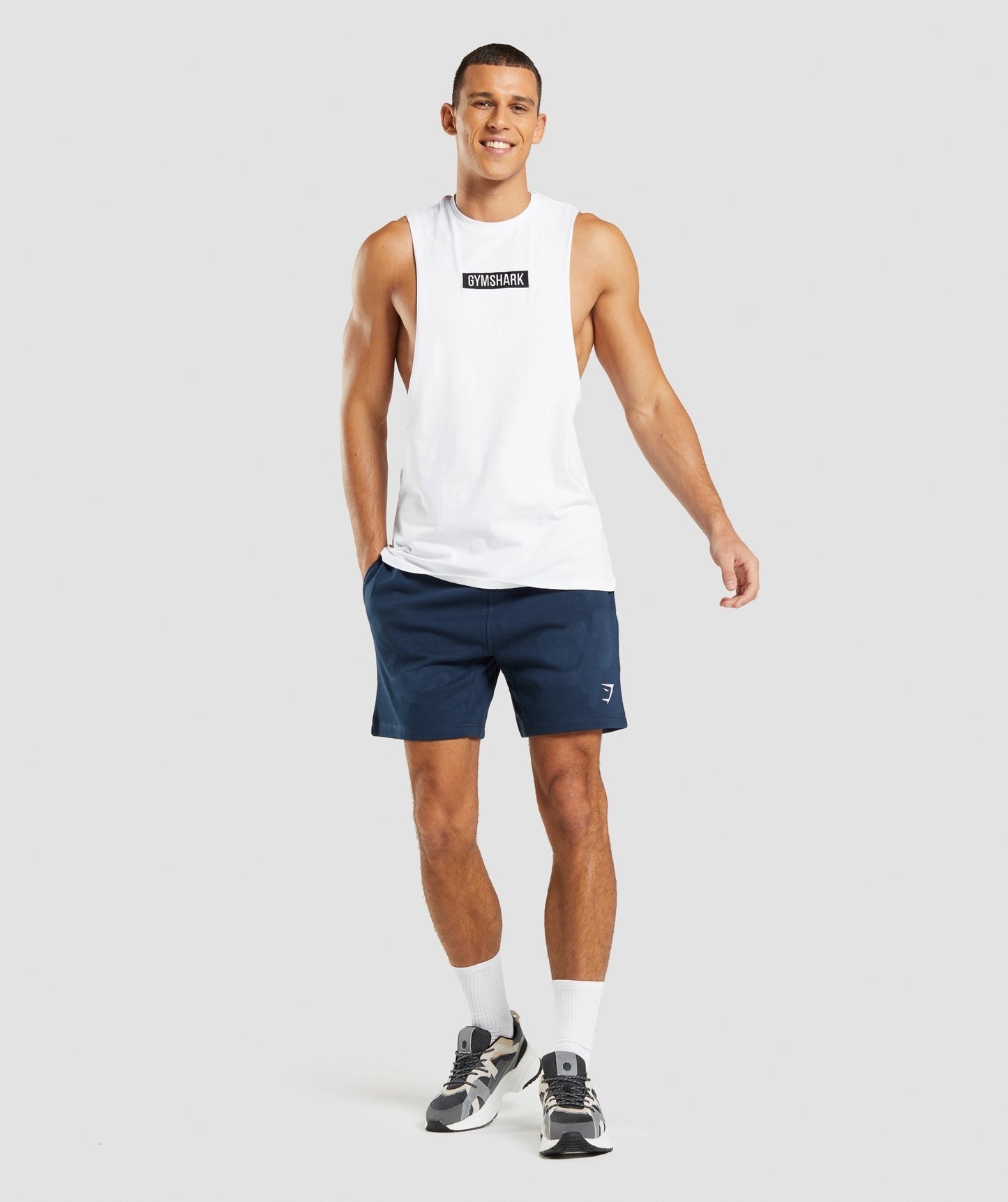 Gymshark Central Drop Arm Tank - White