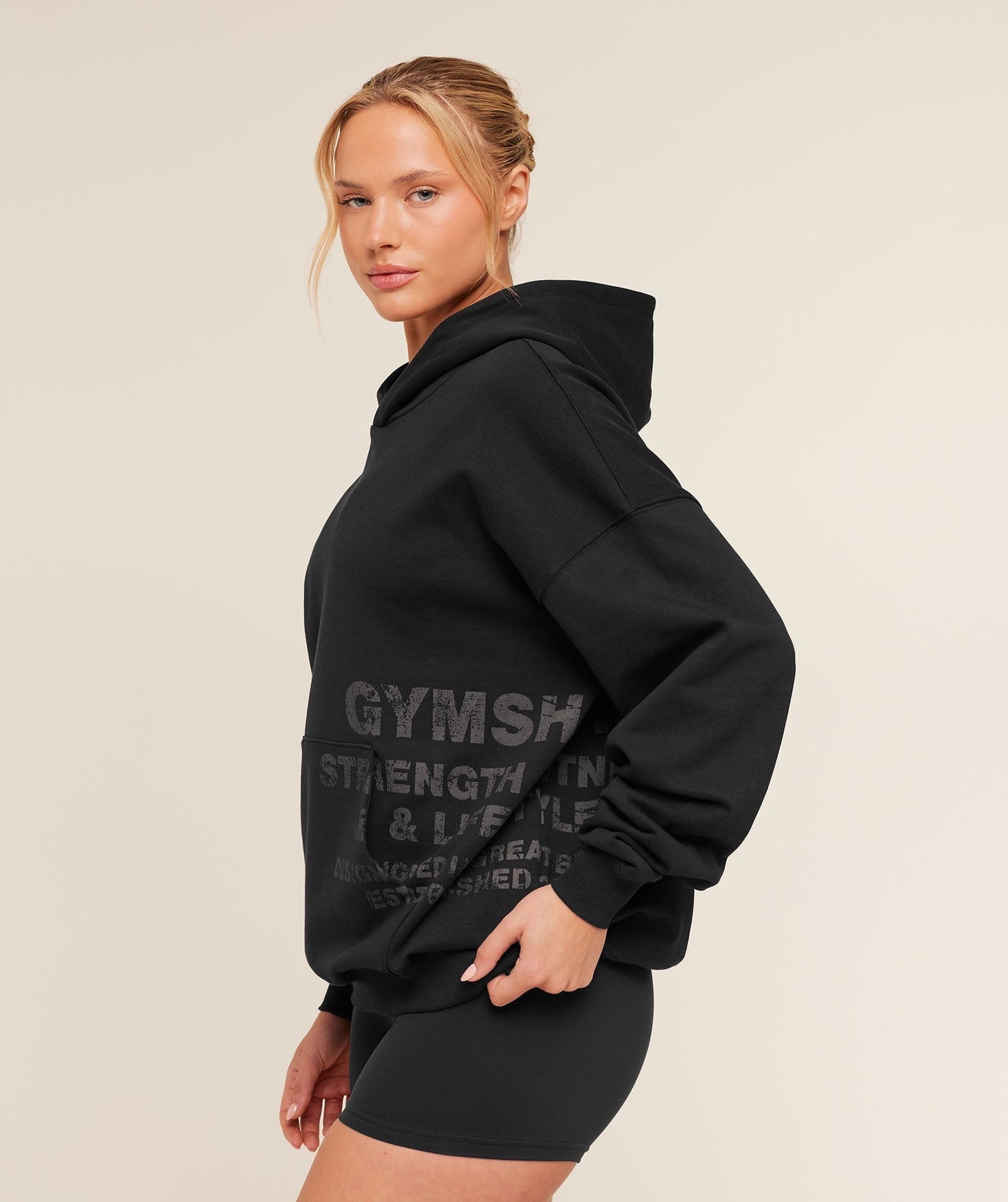 Gymshark Stacked Graphic Hoodie - Black