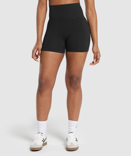 Gymshark Ribbed Cotton Seamless Shorts - Black
