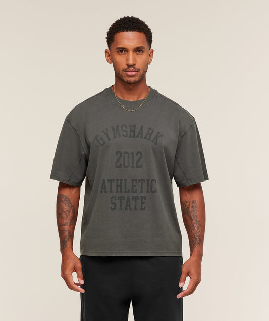 Gymshark Collegiate Washed T-Shirt - Asphalt Grey