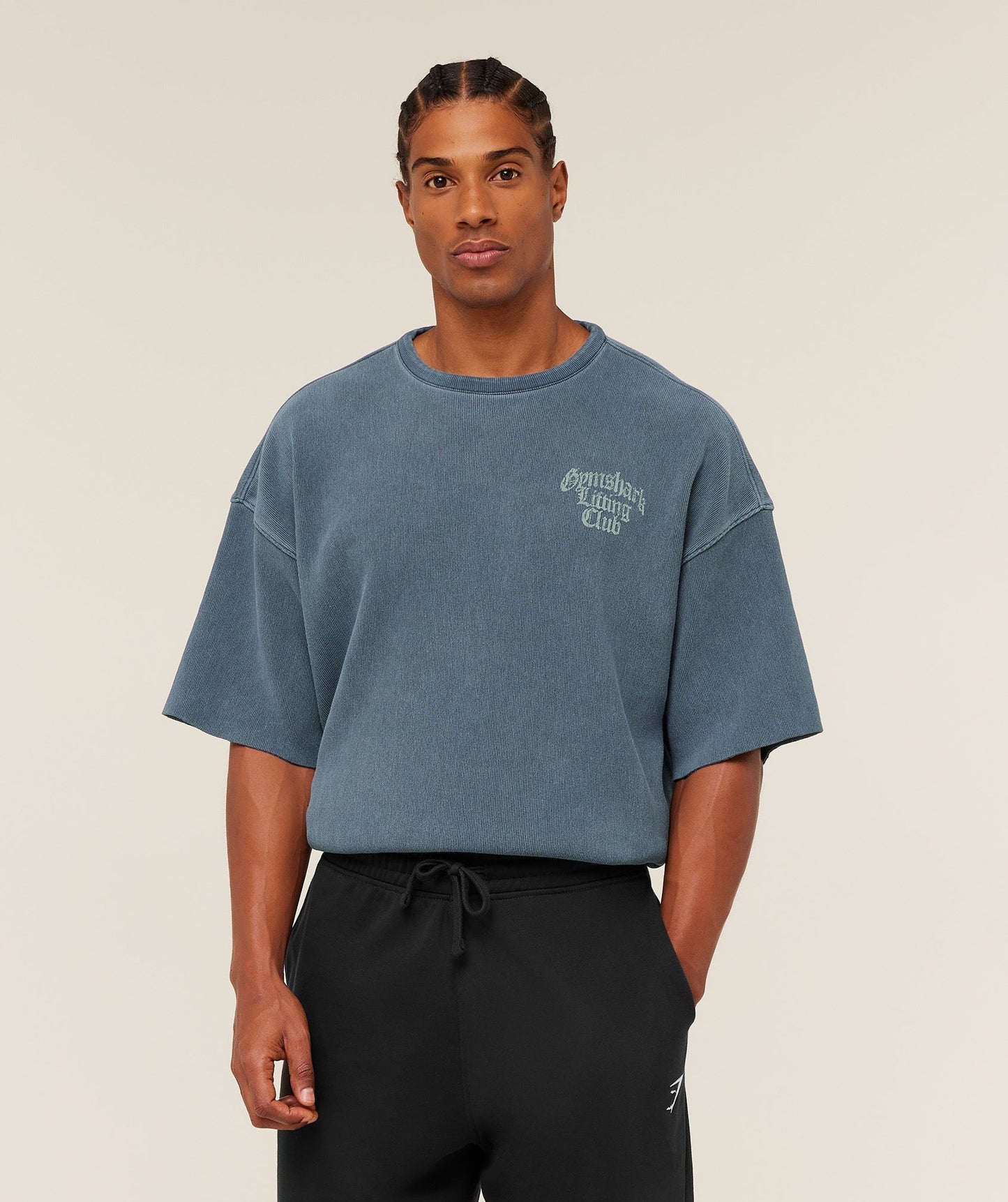 Gymshark Heavyweight Textured Graphic T-Shirt - Heavy Blue
