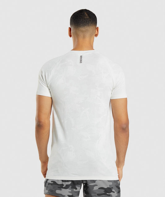 Gymshark Geo Seamless T-Shirt - White/Light Grey