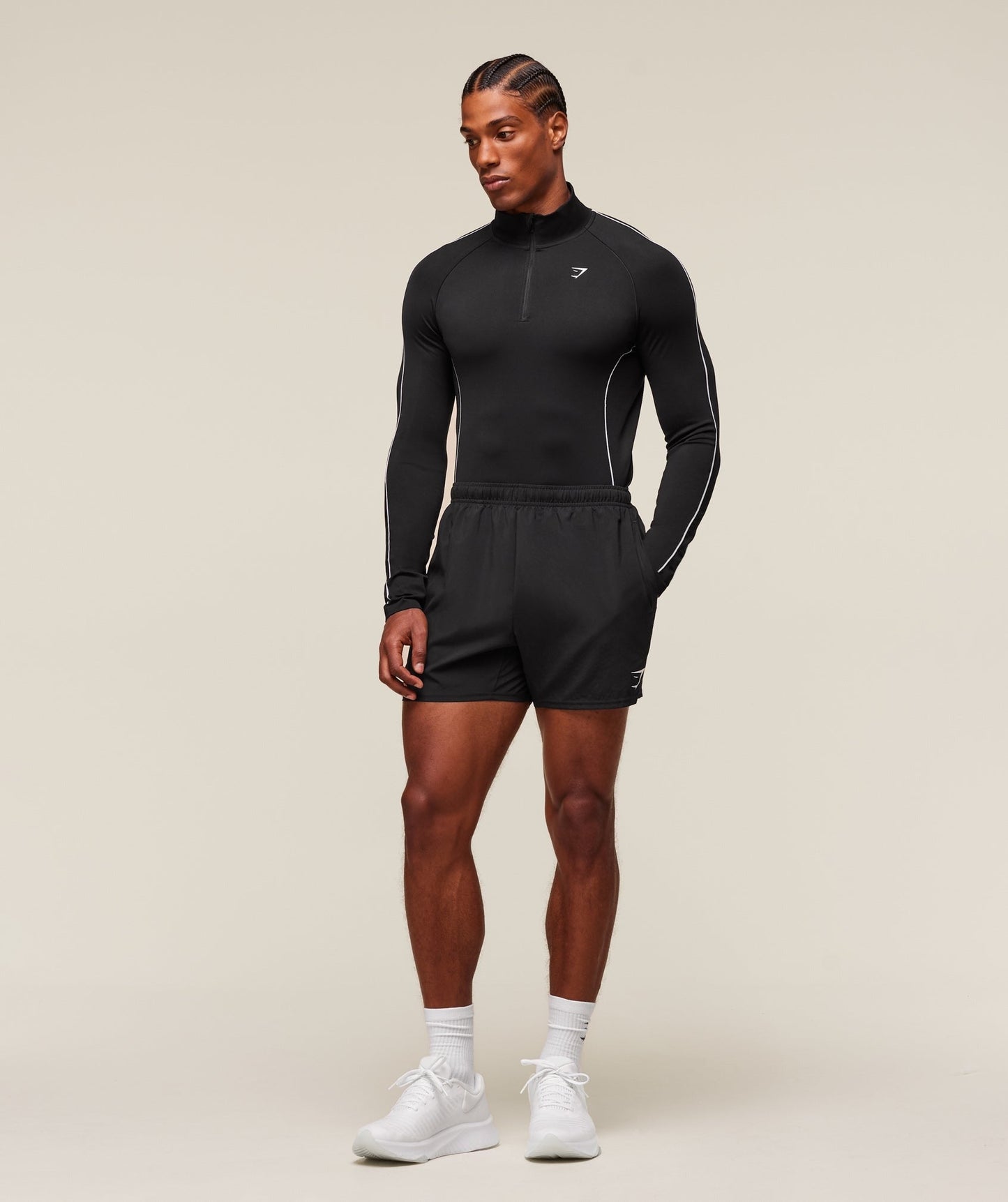 Gymshark Clean Contour Seamless 1/4 Zip - Black/White