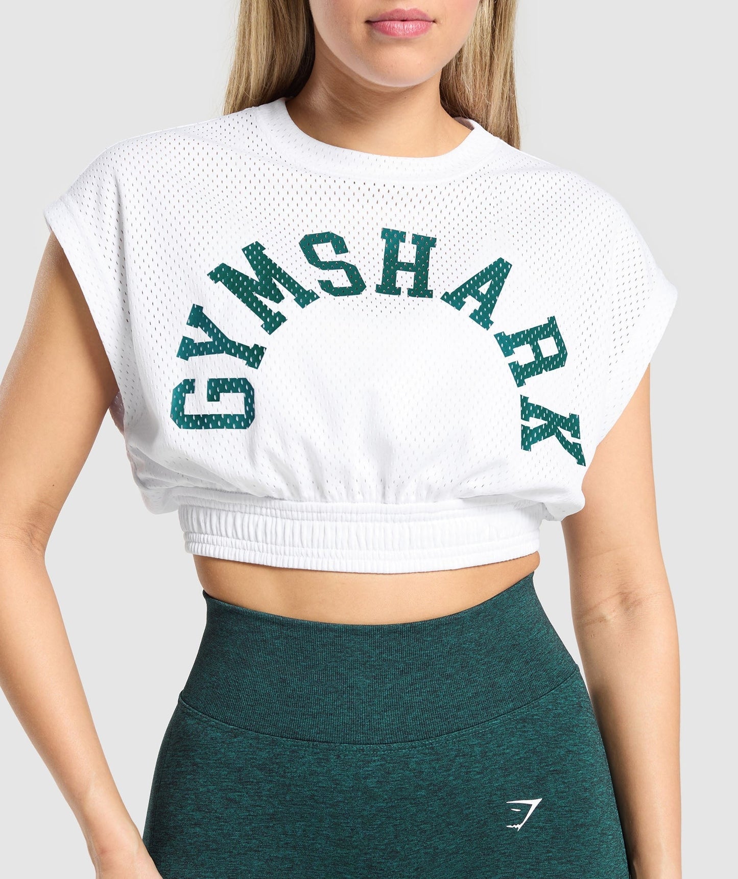 Gymshark Mesh Graphic Crop Top - White