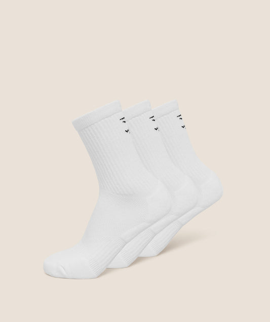 Gymshark Performance Crew Socks 3pk - GS White