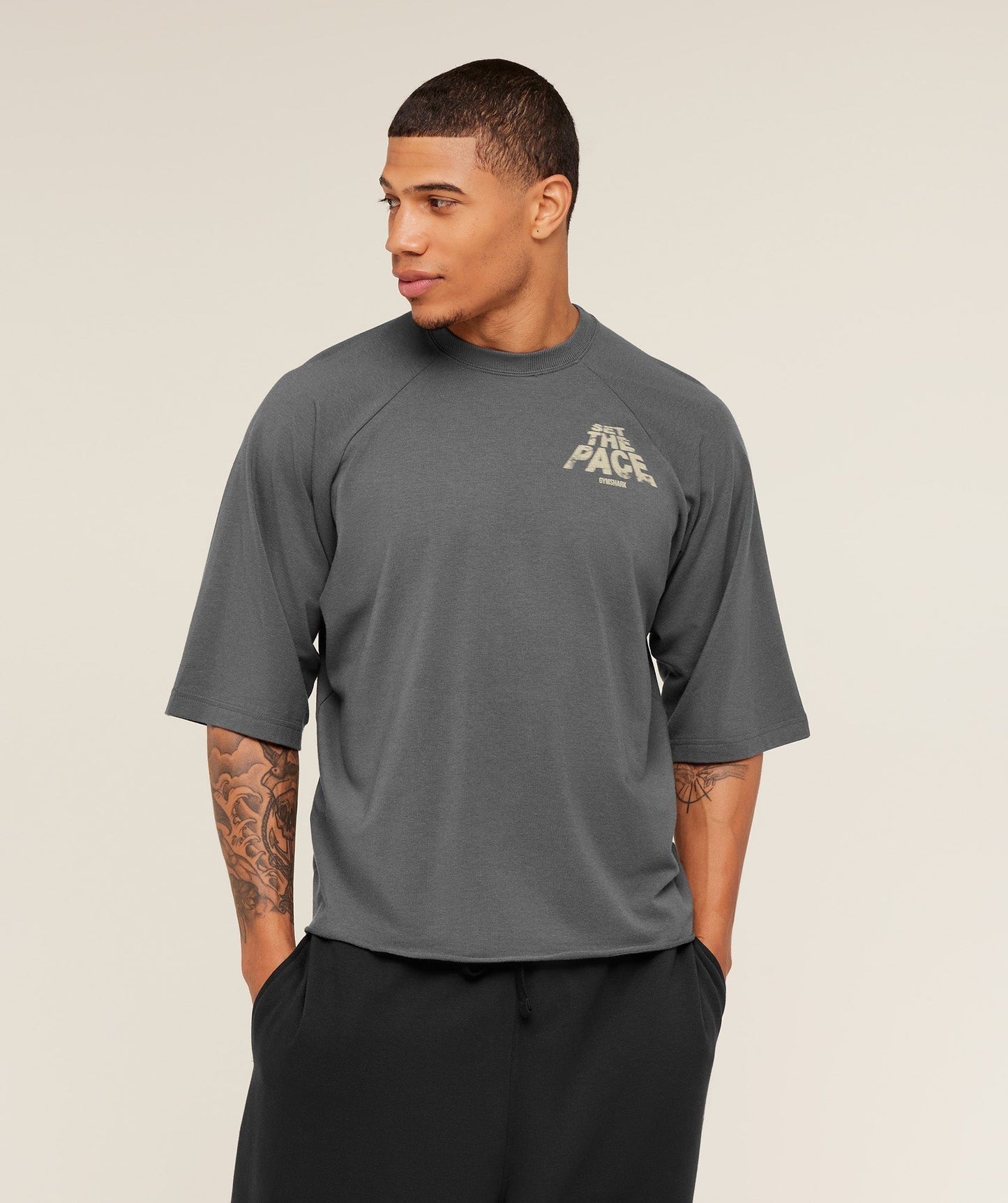 Gymshark Set The Pace Boxy T-Shirt - Graphite Grey
