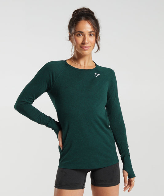 Gymshark Vital Seamless Light Long Sleeve Top - Deep Teal Marl