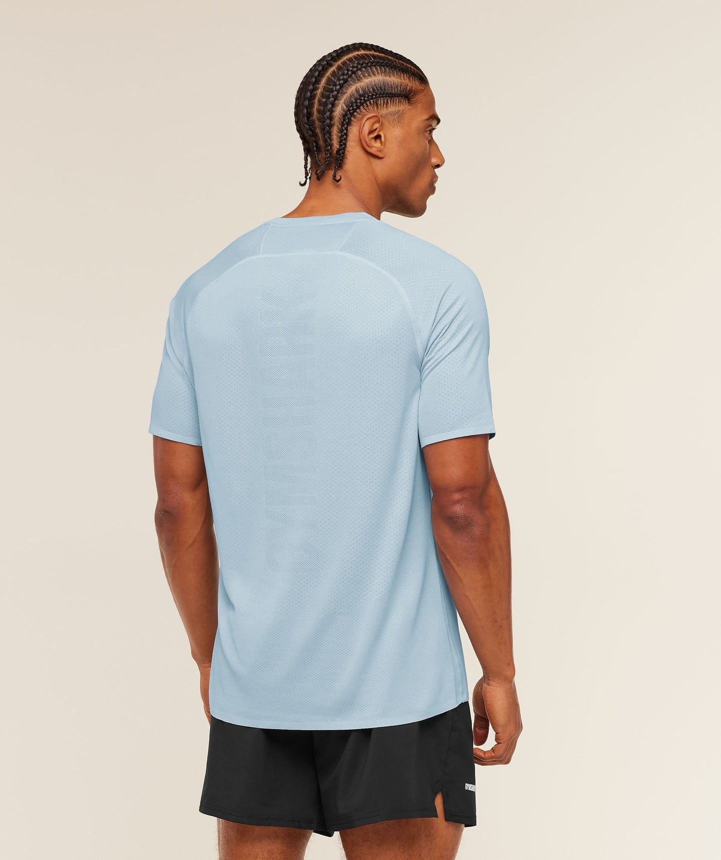 Gymshark Hybrid Engineered Jacquard T-Shirt - Chilled Blue