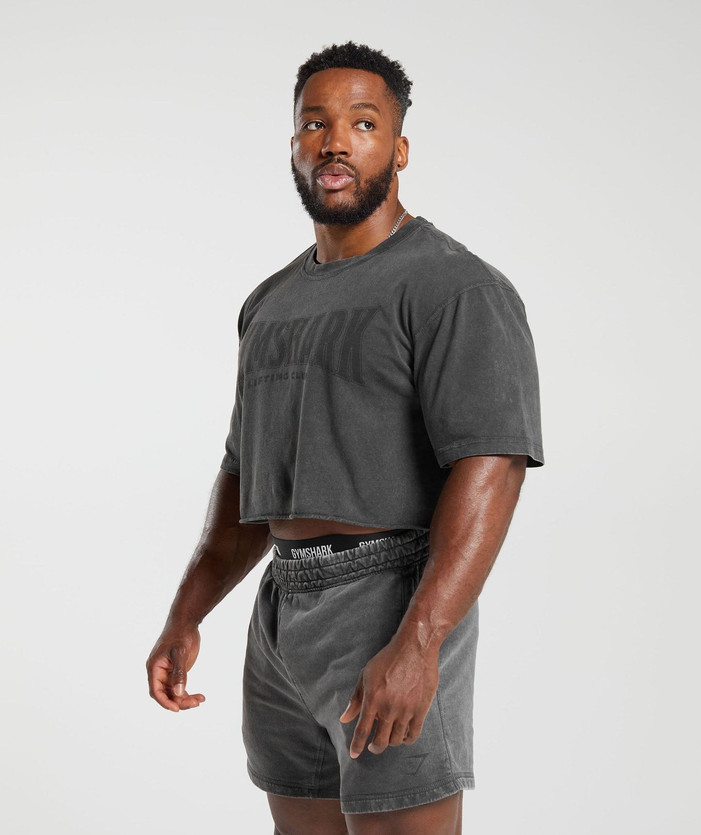Gymshark Heritage Washed Crop T-Shirt - Onyx Grey