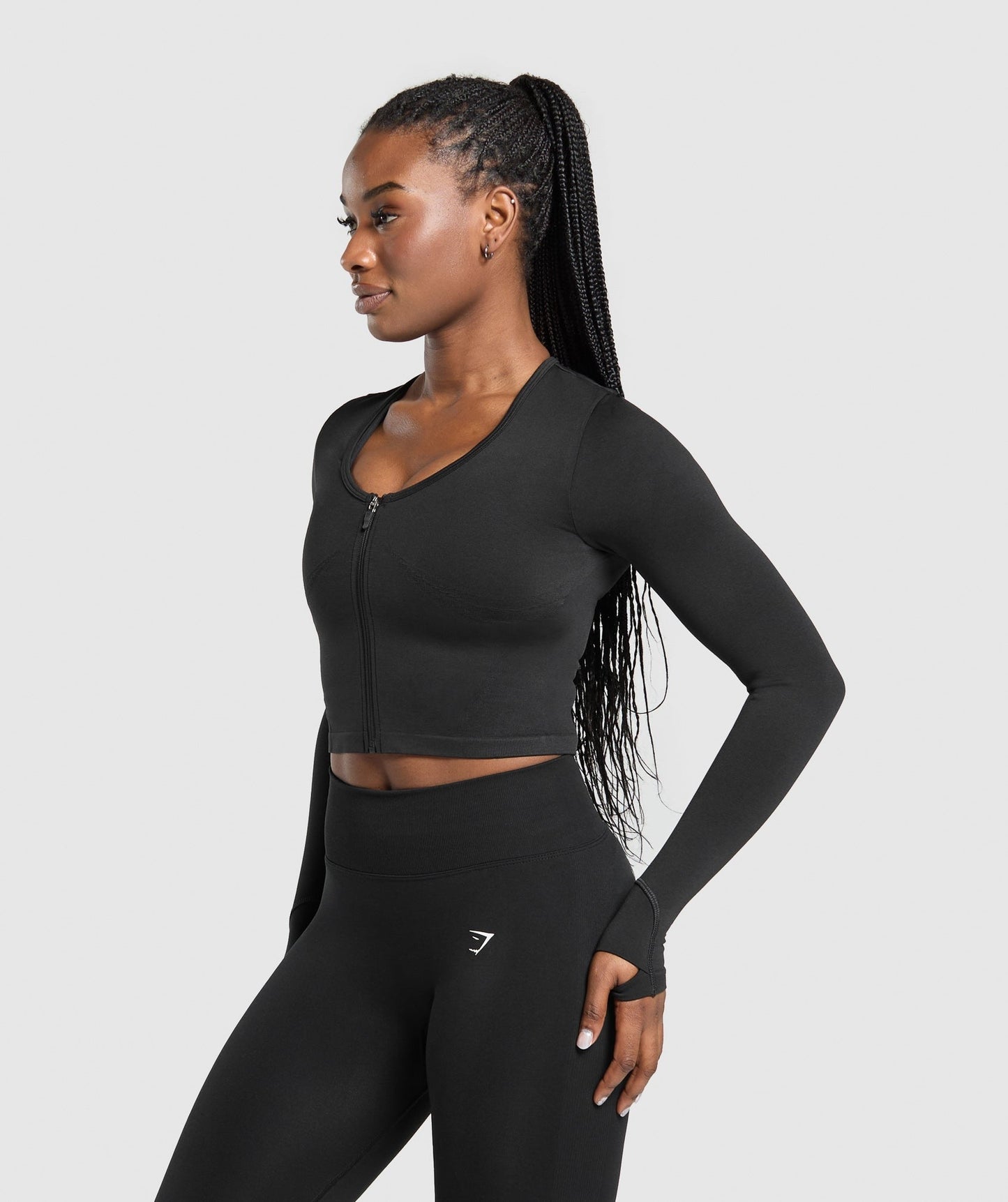 Gymshark Lift Seamless Zip Up Jacket - Black/Black Marl