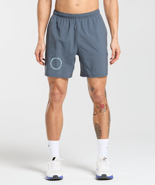 Gymshark Keep Showing Up 7" Shorts - Titanium Blue