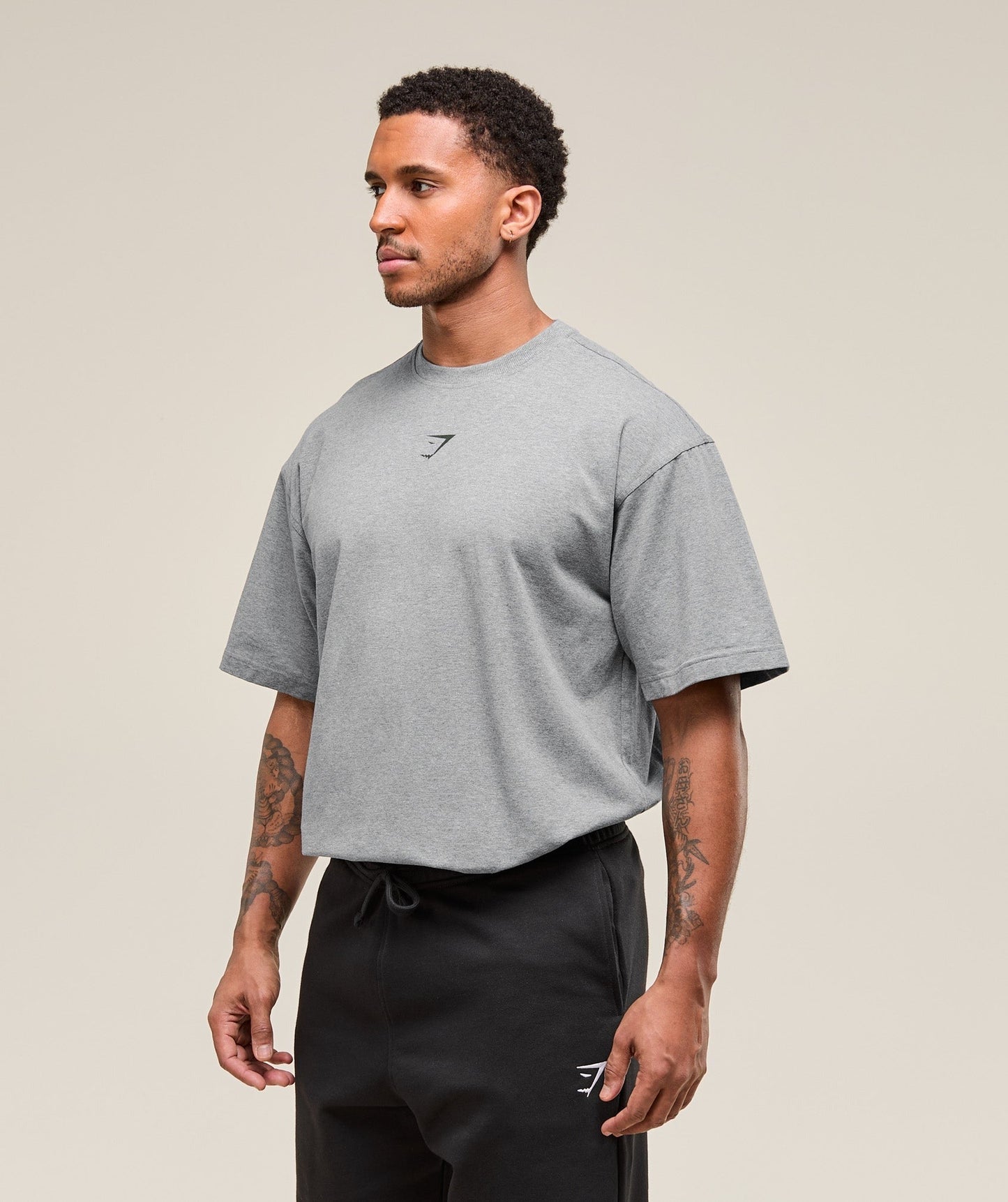 Gymshark Power T-Shirt - Charcoal Core Marl/Trail Green