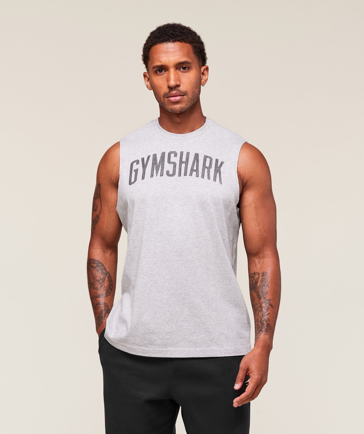 Gymshark Worn Graphic Tank - Light Grey Core Marl