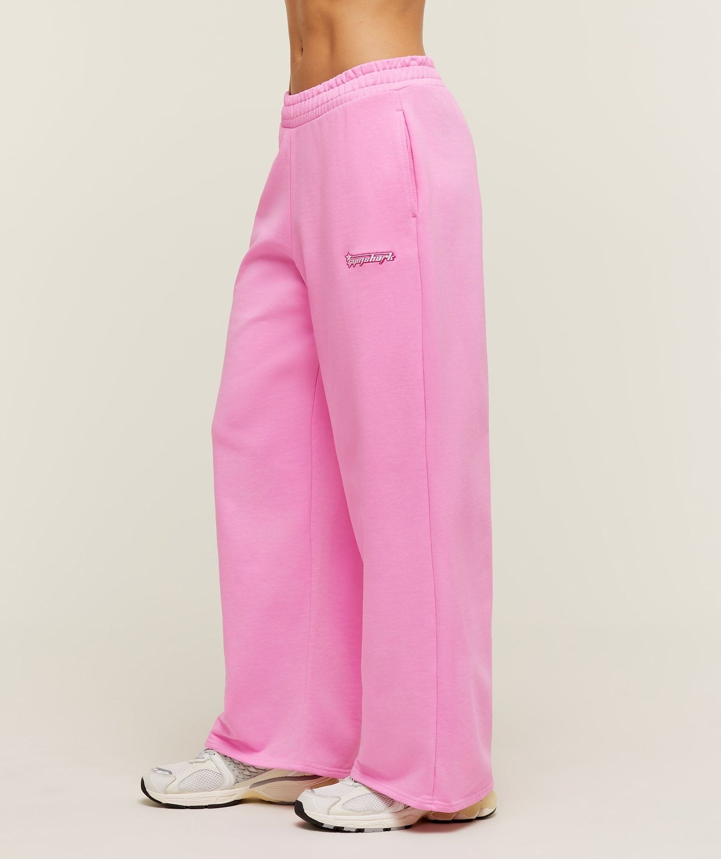 Gymshark Script Embroidery Wide Leg Pants - Focus Pink