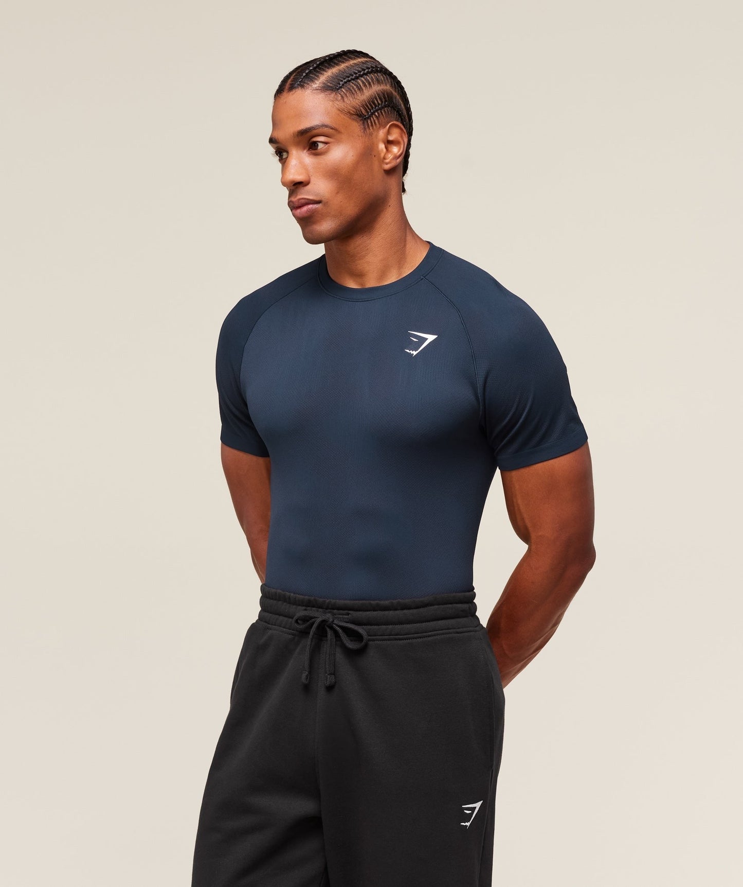 Gymshark Geo Seamless T-Shirt - Navy/Heavy Blue