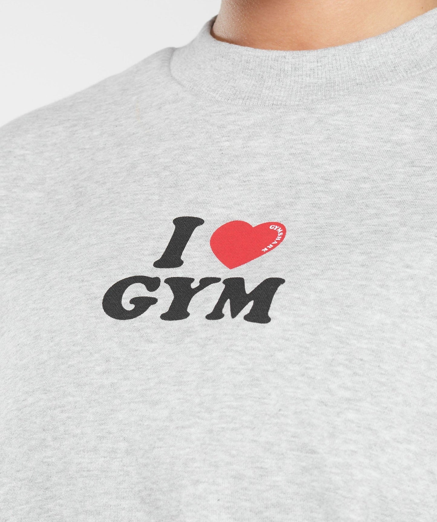 Gymshark I Heart Gym Oversized Sweatshirt - Light Grey Core Marl