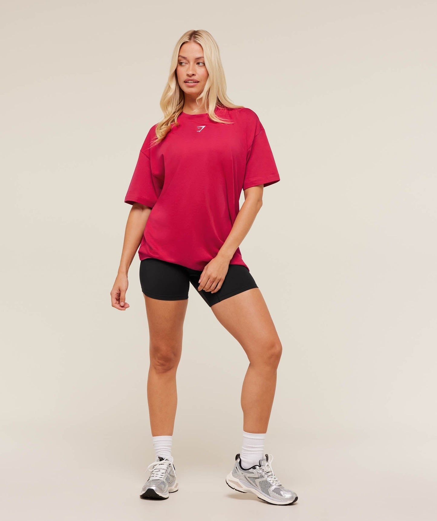 Gymshark Trace Graphic Oversized T-Shirt - Build Pink