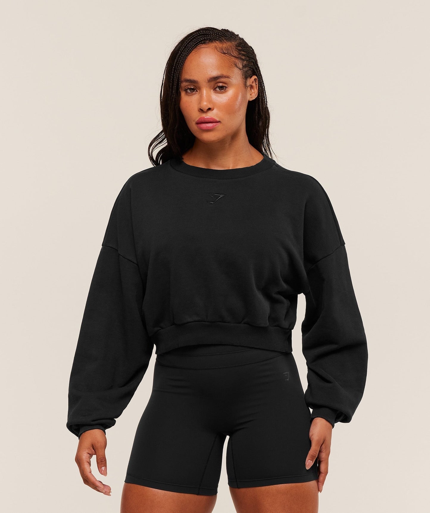 Gymshark Power Washed Sweat Top - Black/Acid Wash Small Ball