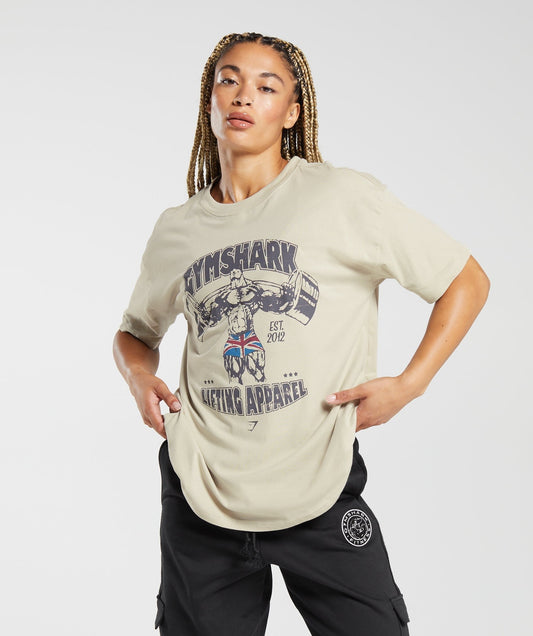 Gymshark Lifting Apparel Oversized T-Shirt - Washed Stone Brown
