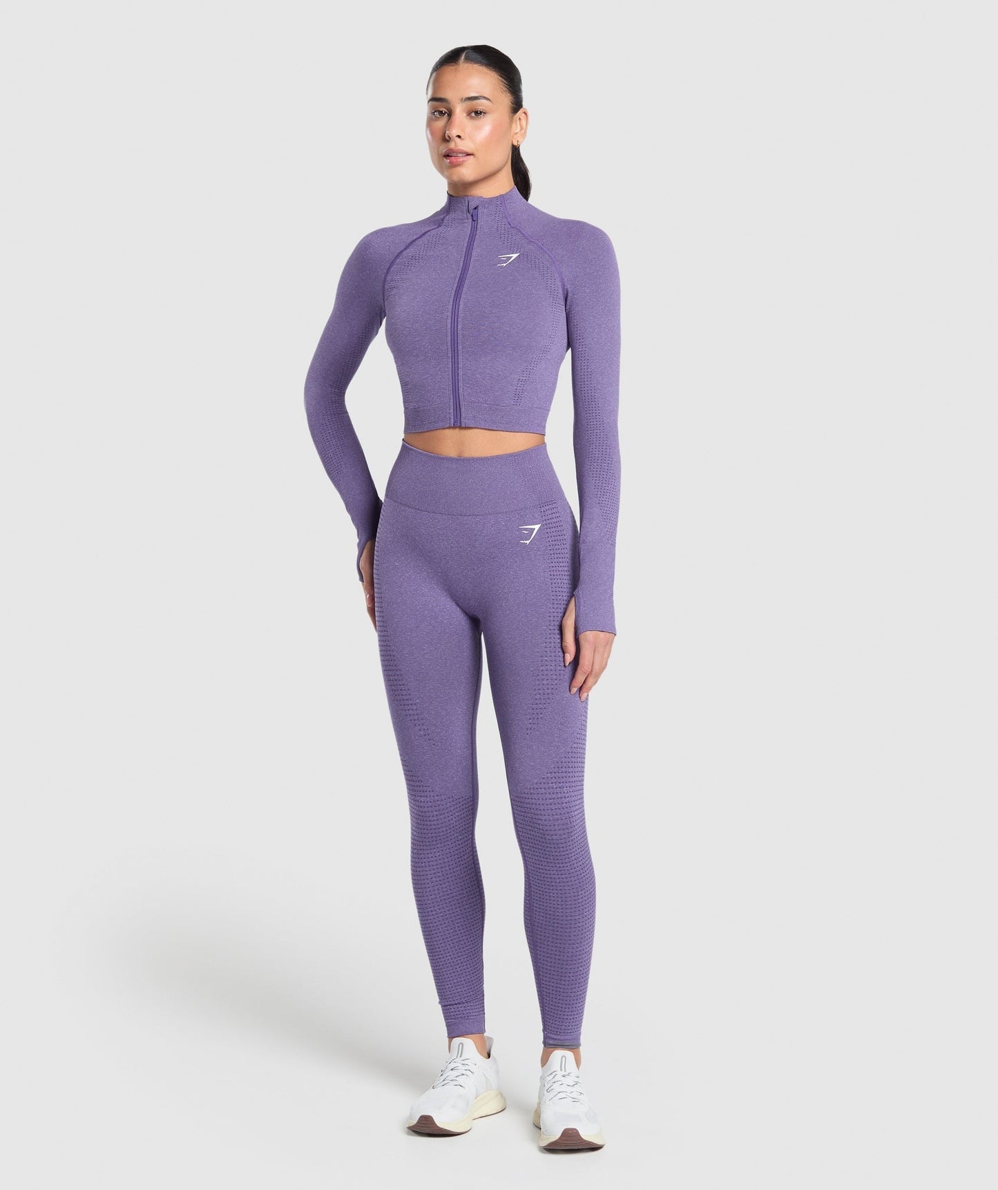 Gymshark Vital Seamless Midi Zip 2.0 Pullover - Functional Purple/Marl