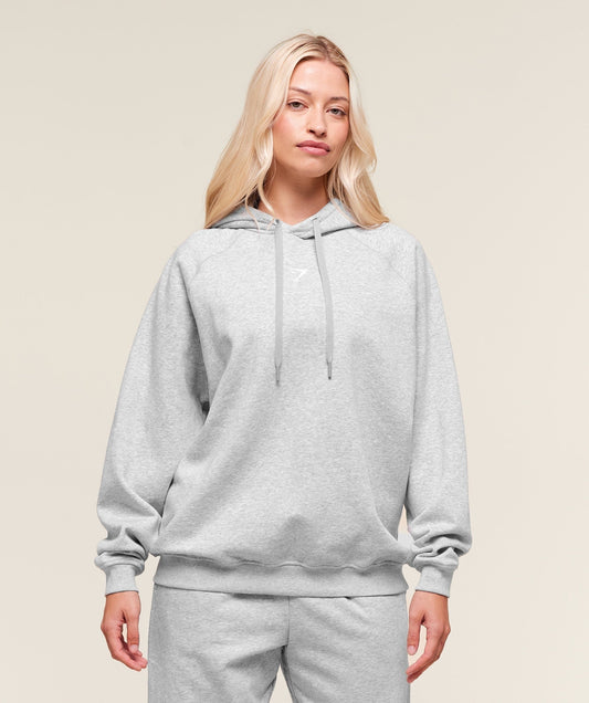 Gymshark Training Oversized Fleece Hoodie - Light Grey Core Marl