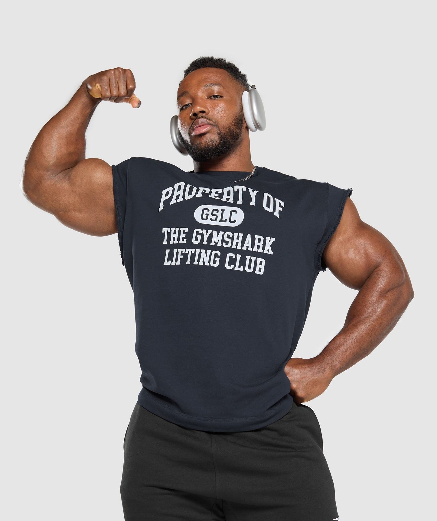 Gymshark Graphic Cut Off T-Shirt - Heavy Blue