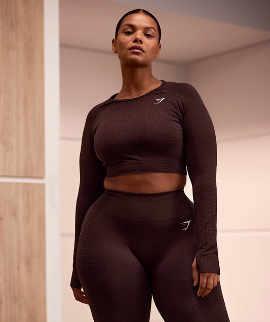 Gymshark Vital Crop Top - Cherry Brown Marl
