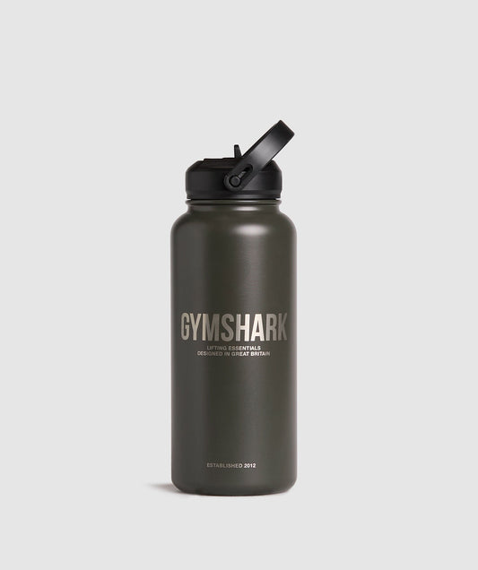 Gymshark Metal Insulated Straw Bottle 1L - Strength Green