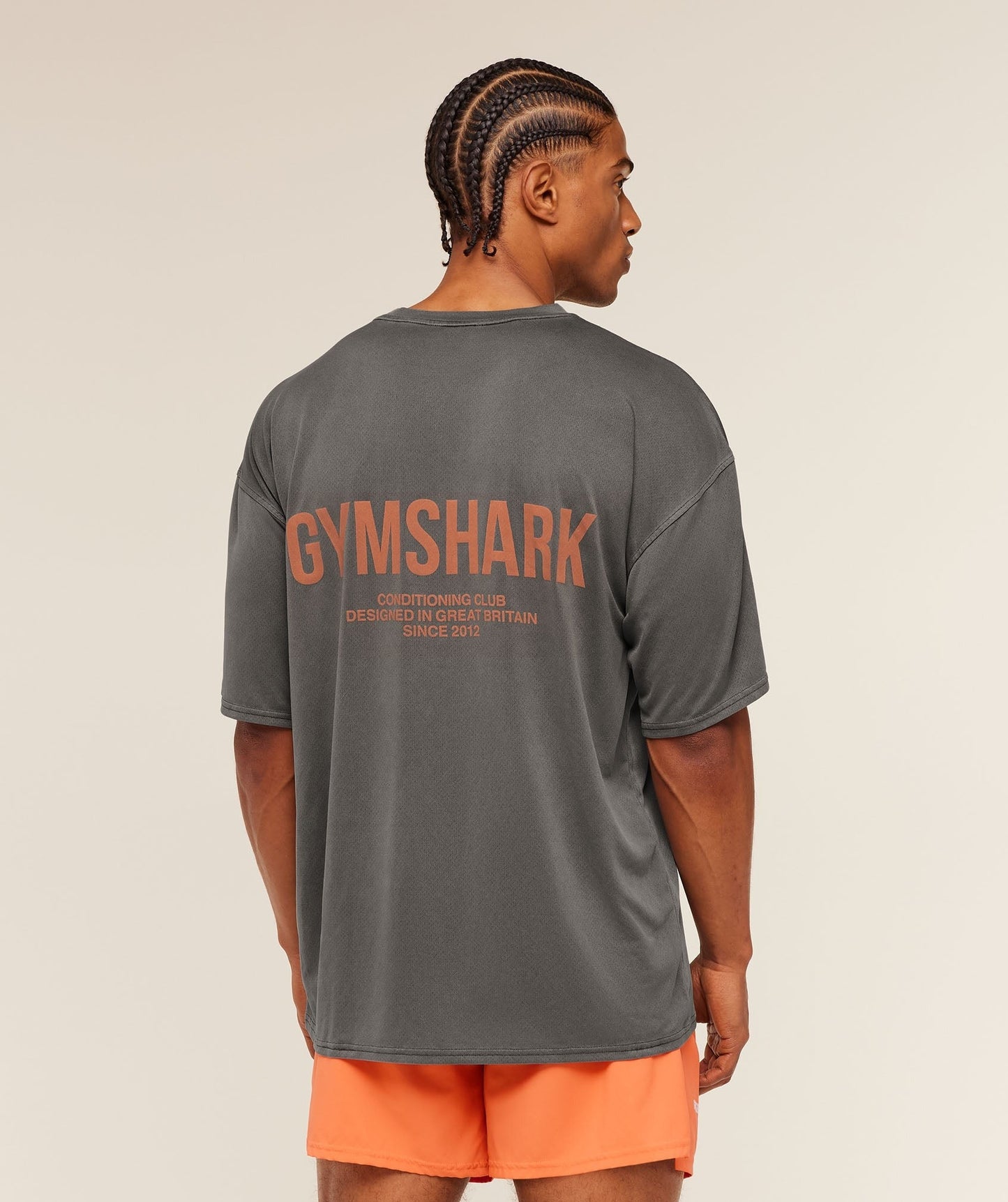 Gymshark Conditioning Club Washed T-Shirt - Black/Dayglow Peach/Wash