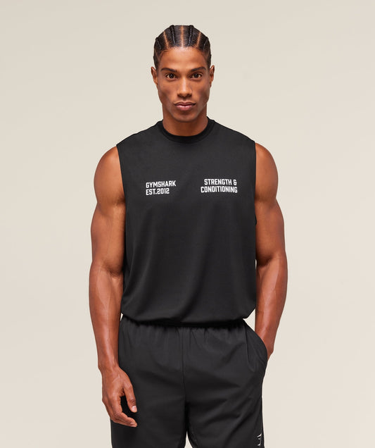 Gymshark S&C Graphic Cut Off Tank - Black
