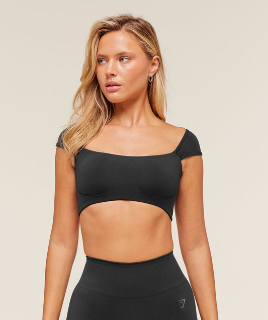 Gymshark Soft Sculpt Cap Sleeve Bralette - Black