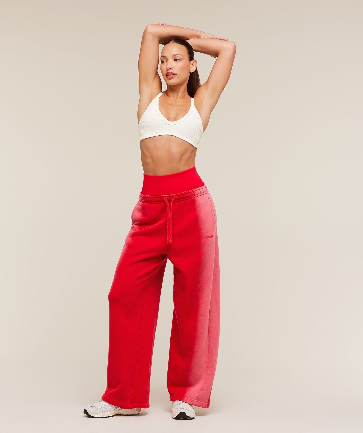 Gymshark Pump Washed Straight Leg Joggers - Carmine Red/Soft White