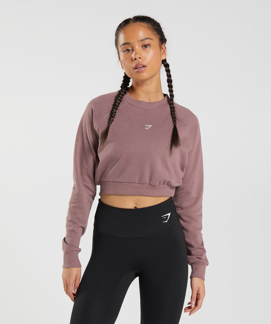 Gymshark Training Crop Sweater - Dusty Maroon