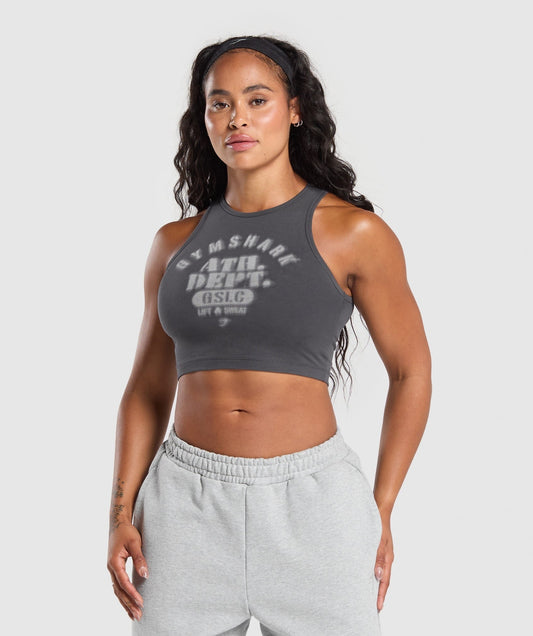 Gymshark Ath Dept Cropped Tank - Asphalt Grey