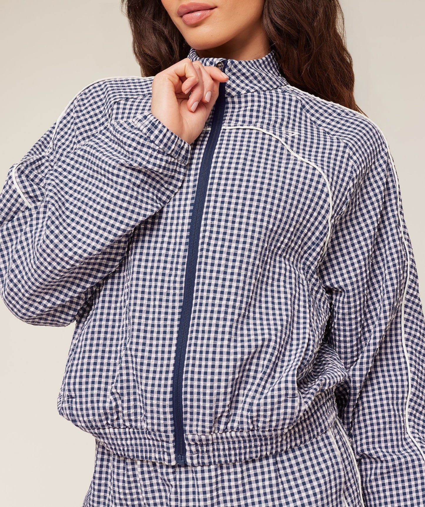 Gymshark Gingham Track Jacket - Indigo Purple/Soft White