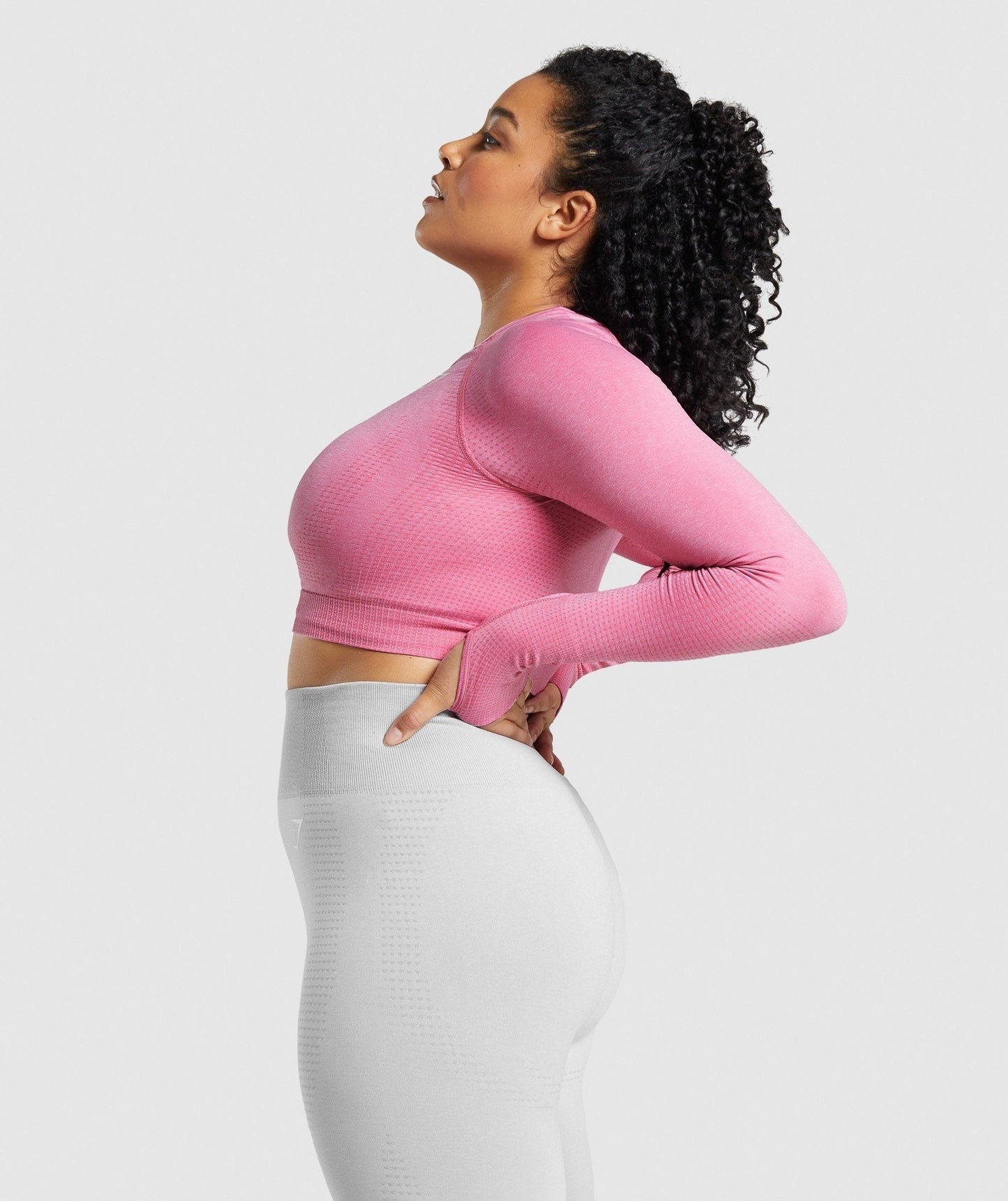 DNU - Gymshark Vital Seamless 2.0 Long Sleeve Crop Top - Pink Marl