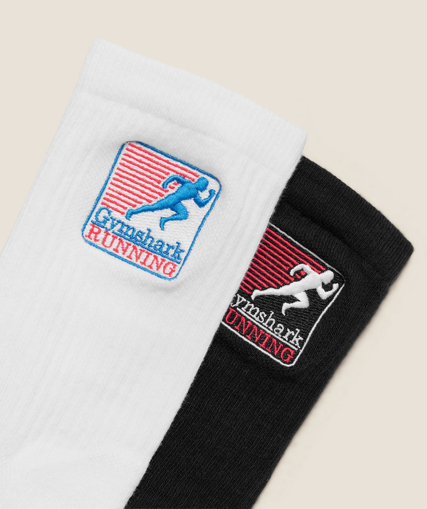 Gymshark Running Graphic Crew Socks 2pk - GS White/GS Black