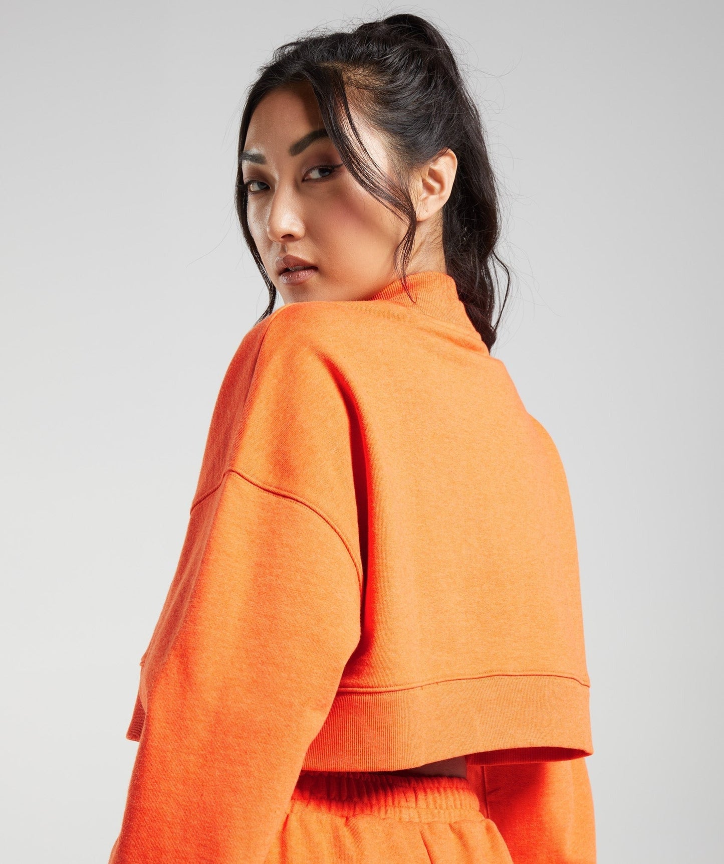 Gymshark Rest Day Sweats Cropped Pullover - Blaze Orange Marl