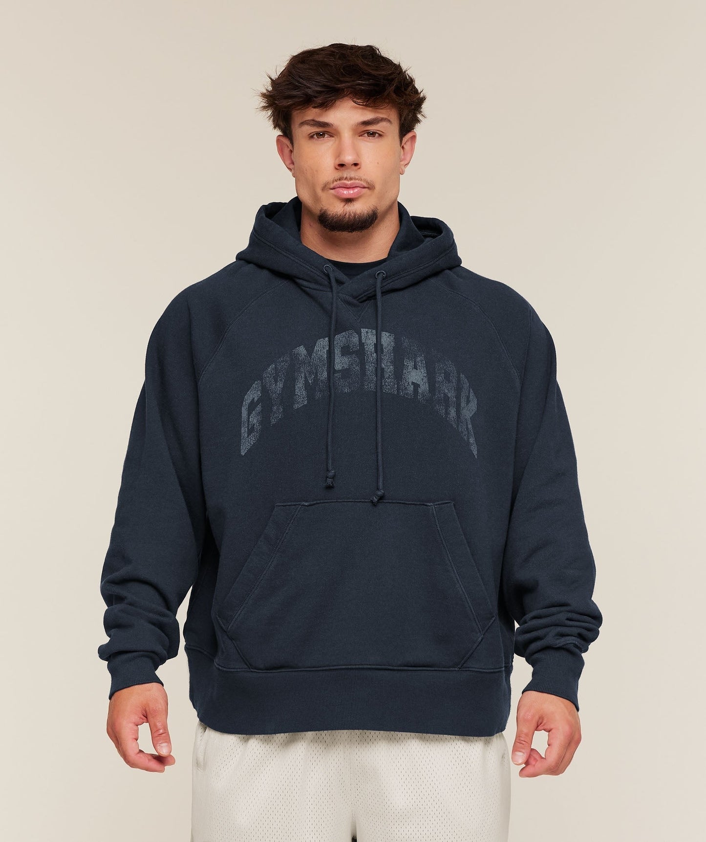 Gymshark Retro Collegiate Graphic Hoodie - Heavy Blue