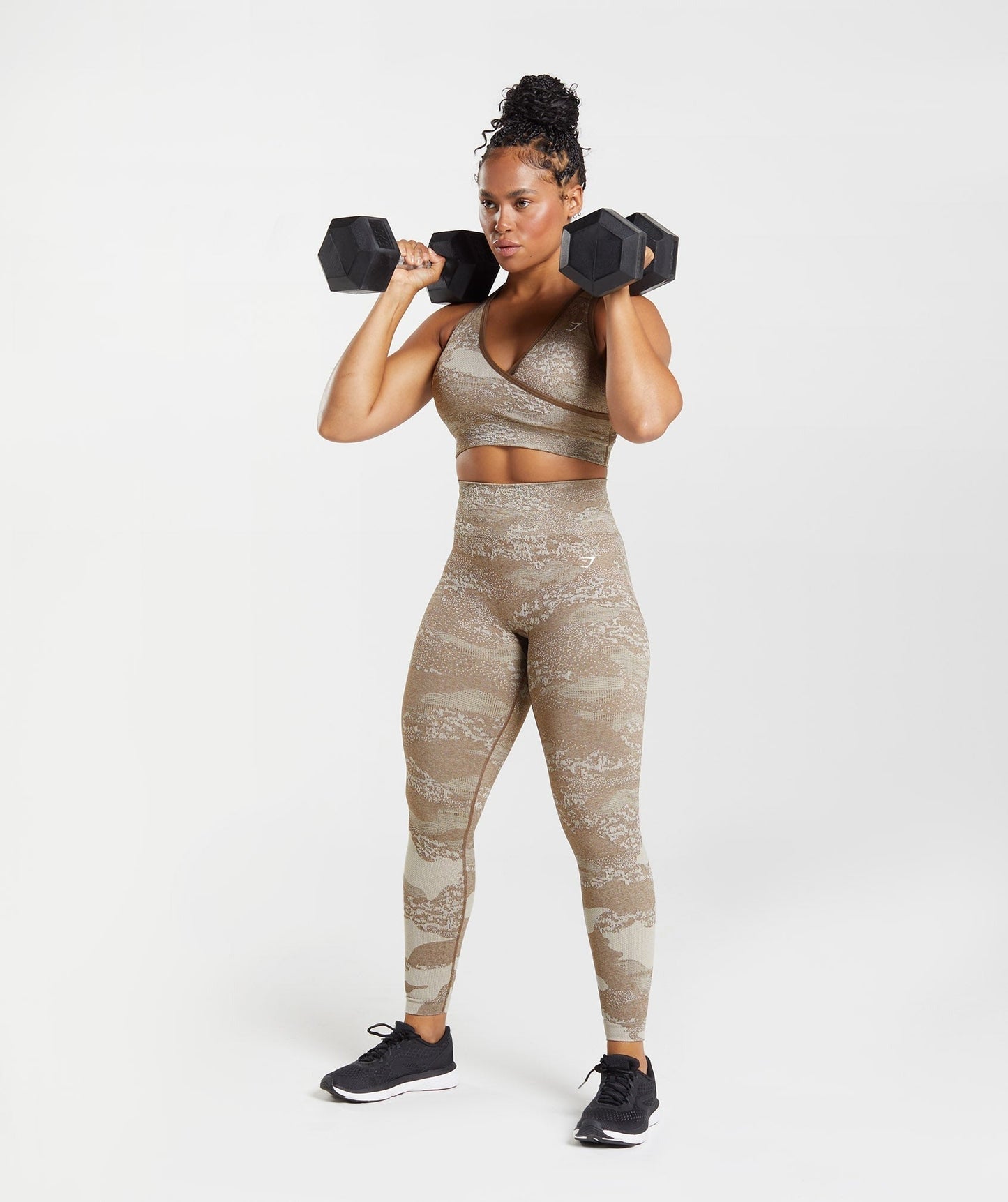 Gymshark Adapt Camo Seamless Leggings - Pebble Grey/Soul Brown