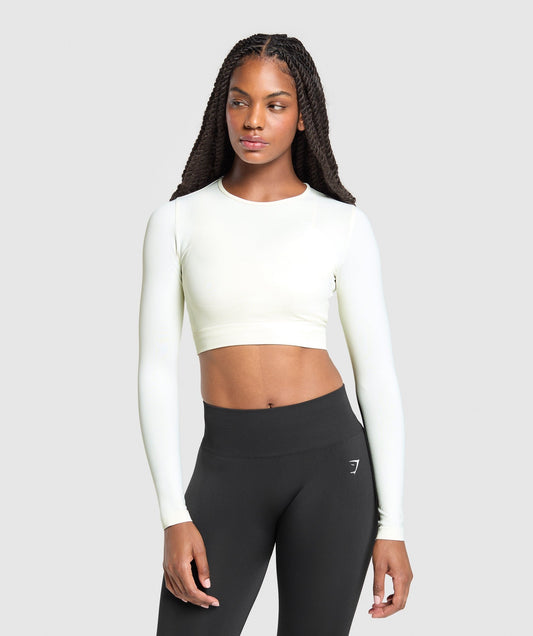 Gymshark Everyday Seamless Long Sleeve Crop Top - Soft White