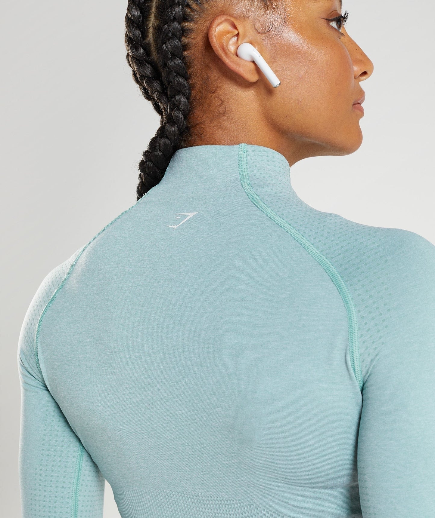 Gymshark Vital High Neck Midi Top - Pearl Blue Marl